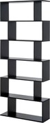 HOMCOM Modern Könyvespolc 6 Polccal Étkezőbe, Nappaliba, Tanulmányba 80x23x192 cm Fekete | Aosom