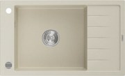 Mexen Elias gránit mosogató 1-medencés lefolyóval 795 x 480 mm, bézs, króm szifon - 6511791005-69