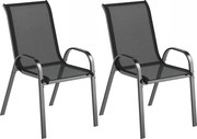 Outsunny 2 db egymásra rakható kültéri étkezőszék — légáteresztő háló, magas háttámla, porfestett acél | Aosom