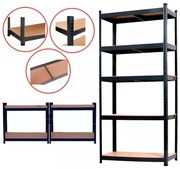 Nagy teherbírású polc 180x90x40 cm 175 kg fekete