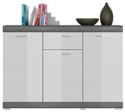 Scout 3 ajtós komód fehér magasfényű 120 cm