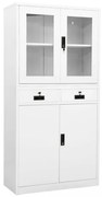 fehér acél és edzett üveg irodai szekrény 90 x 40 x 180 cm