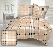 Karo barna krepp ágyneműhuzat TiaHome - 1x Párna 90x70cm, 1x Paplan 140x200cm