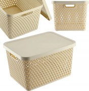 Kosár Fedél Tároló Doboz Rendszerező 18L Bézs