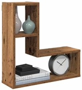 2 db antik fa színű szerelt fa fali kockapolc 50x15x50 cm