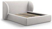 Világosszürke kárpitozott franciaágy tárolóhellyel, ágyráccsal 180x200 cm Miley – Micadoni Home