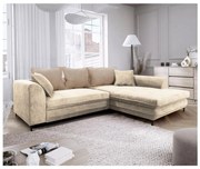 Kihúzható, tárolóhellyel rendelkező L-alakú jobb oldali sarok ülőgarnitúra LAGOA, bézs/barna