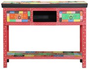 Színes Konzolasztal 100x30x75 cm Tömör Mangófából