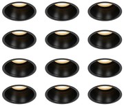 12 db fekete GU10 beépíthető spotlámpa szett 50 mm IP44 - Dept