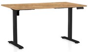 OfficeTech B állítható magasságú asztal, 120 x 80 cm, fekete alap, arany tölgy