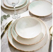 24 darabos porcelán étkészlet, fehér/zöld