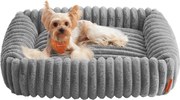 Közepes kutyafekhely, puha párnázással, mosható, 71 x 55 x 18 cm, galambszürke
