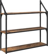 vidaXL Falpolc polcokkal tárolóval Öreg fa 80 x 21 x 78,5 cm Faanyag