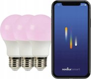 Nordlux E27 Rgb+cct okos Led izzók, 3 db-os szett, 806lm, szabályozható fényerővel