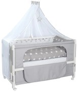 Fehér gurulós babaágy baldachinnal 60x120 cm Little stars – Roba