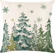 Karácsonyi Dekoratív Párnahuzat Zöld Erdő Karácsonyfa 45x45