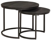 vidaXL Fészkelt Kávézó Asztalok 2 pcs Fekete Tömör mangófa és acél