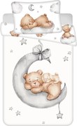 Fehér pamut gyerek ágyneműhuzat babaágyhoz 100x135 cm Teddy Bear "Ribbon" – Jerry Fabrics