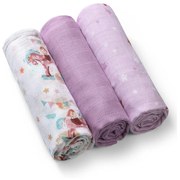 Bambusz baba pelenka 3 db, Hintaló - lila