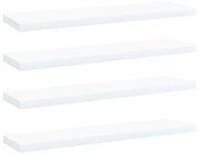 4 db fehér szerelt fa könyvespolc 40 x 10 x 1,5 cm