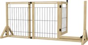 PawHut Fa Kutyabiztosító 112-159x70 cm Bővíthető Háziállat Keverő Ajtóhoz, Folyosóhoz és Lépcsőkhez Trianguláris Támogató Lábakkal Természetes Fából |