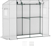 Outsunny Üvegház Felhúzható Ajtóval és 2 Ablakkal, Télen Védett Acél Vázú Üvegház, Hidegkeret Teraszra, Kertbe, Paradicsomház UV Védelemmel 200x76x170