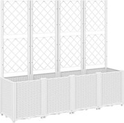 vidaXL fehér polipropilén rácsos kerti ültetőláda 160 x 40 x 140 cm