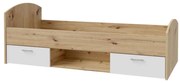 Egyszemélyes tárolós ágy URO 90x200 cm artisan tölgy/fehér