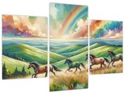 Kép – Vágtázó lovak a tájban (90x60 cm)