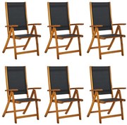 6 db tömör akácfa és textilén összecsukható kerti szék