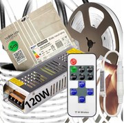 Led szalag szett Neon Cob 12V 10m 4000K Fehér Semleges Tápegység Távirányító Rf