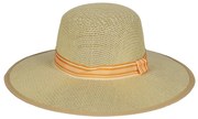 Színes szalagos szalmakalap, narancssárga, 39 cm átmérőjű