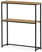 Konzolasztal polccal, 70x20x82 cm, teak tölgy dekor