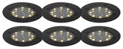 6 db-os fekete talajszpot készlet LED-del, IP65 napelemes - Terry