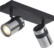 Fekete mennyezeti spotlámpa füstüveggel, 2-lámpás, forgatható és dönthető - Gianni