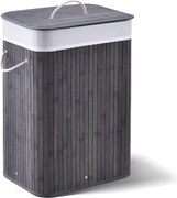 Bambusz szennyeskosár szürke 72 L levehető mosózsákkal