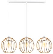 Csillár zsinóron MATT 3xE27/60W/230V fehér/réz