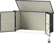 Outsunny Kültéri Hulladékgyűjtő Fedél 3 db 240L Kuka számára, 233x105 cm-es Hulladéktároló Konténer 2 Ajtóval és Zárakkal, 2.3 m² Kültéri Tároló, Fémb