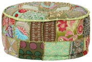 kézzel készült kerek zöld pamut patchwork puff 40 x 20 cm
