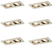 6 darabos modern, bézs színű, süllyesztett spotlámpa szett GU10 50mm állítható 2-lámpás - Qure