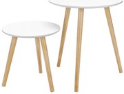 SERA 2 darabos oldalsó asztal szett, fehér/barna