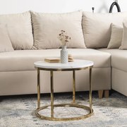 Dohányzóasztal Fehér márvány/Aranya Színben. CLIFF