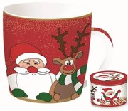 Télapós karácsonyi porcelán bögre fém díszdobozban CHRISTMAS FRIENDS 1