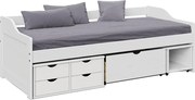 Ágy tárolóhellyel, fehér, tömörfa, 90x200, MAXI NEW