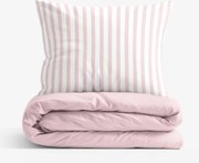 Goldea pamut ágyneműhuzat duo - púderrózsaszín csíkos, púderrózsaszín hátoldal 140 x 200 és 70 x 90 cm