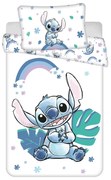Fehér-kék pamut gyerek ágyneműhuzat babaágyhoz 135x100 cm Lilo and Stitch "Rainbow" – Jerry Fabrics