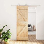 Tömör fenyőfa tolóajtó fémszerelék szettel 70 x 210 cm