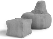 Juskys Chillex babzsákfotel lábtartóval – szürke