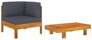2 részes akácfa kerti ülőgarnitúra sötétszürke párnákkal