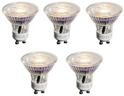 5 darabos GU10 50 mm-es LED izzókészlet, átlátszó, 3,5 W, 330 lm, 3000 K